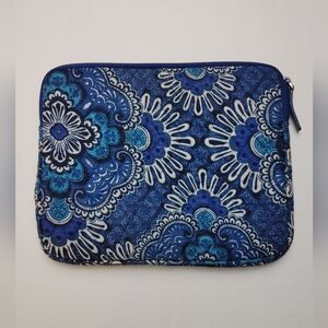 Vera Bradley Tablet Case Blue Tapestry Print Top Zip Closure 10"x 8"